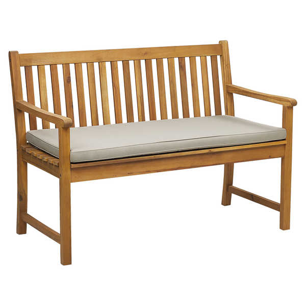 Holzgartenbank mit Sitzkissen