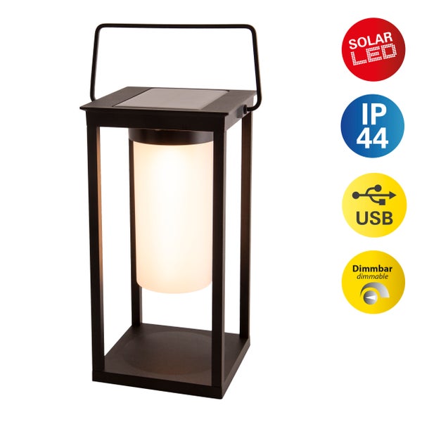 LED Camping-/Sockelleuchte h: 28cm , für Außen, Sockelleuchte - Metall und Kunststoff in Schwarz, mit integrierter LED