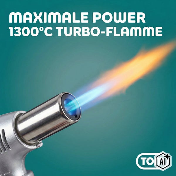 TOM Gasbrenner mit 1300 Grad Celsius Turboflamme fuer maximale Leistung