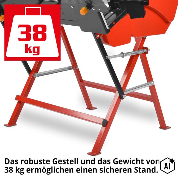 Robustes Metalluntergestell für Maschinen mit einem Gewicht von 38 Kilogramm für einen sicheren und stabilen Stand.