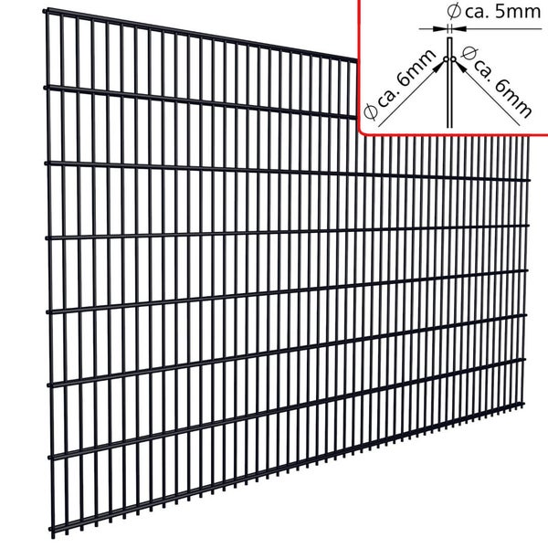 Doppelstabzaunmatte Draht: 6/5/6 mm Breite: 2,5 m Höhe: 1830 mm Anthrazit