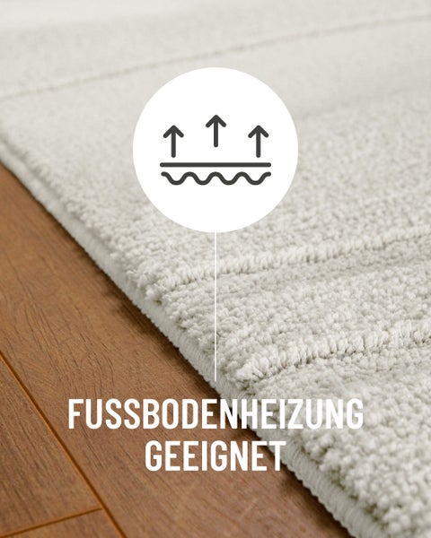 Symbol für Fußbodenheizung geeignet auf einem Teppich.