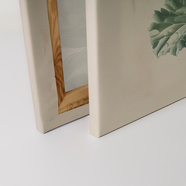 Zwei Leinwandbilder mit botanischen Motiven und Holzrahmen