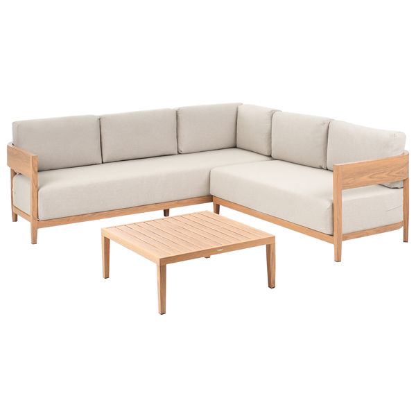 Garten Ecksofa mit Tisch 5-Sitzer SAMPIERI linksseitig Metall Hellbraun