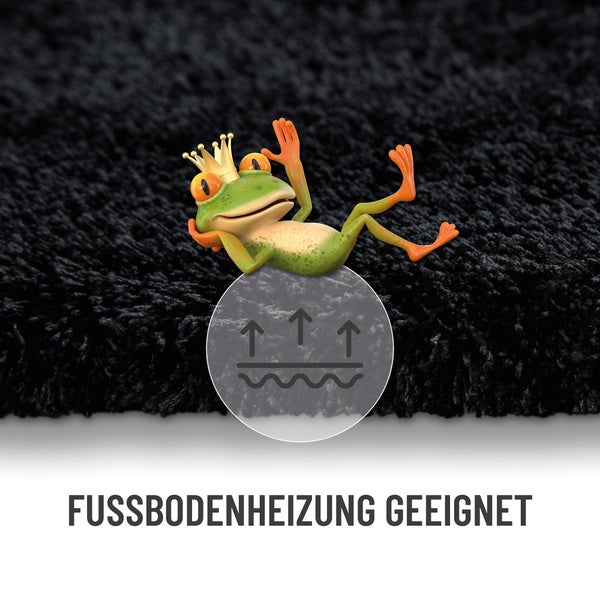 Badteppich für Fußbodenheizung geeignet mit Meusch Logo.