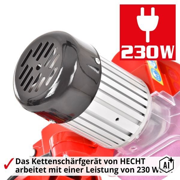 Hecht Kettenschärfgerät mit 230 Watt Leistung für den Netzbetrieb.