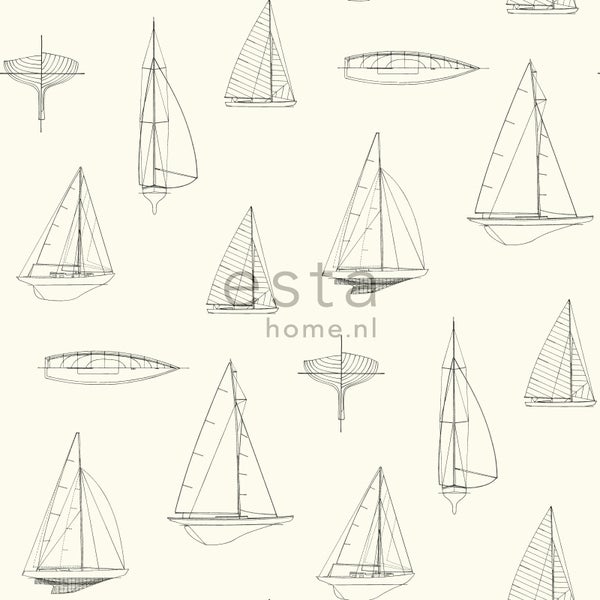 ESTAhome Tapete Boote Beige - 53 cm x 10.05 m - 136430