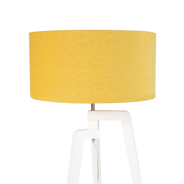 Moderne Stehleuchte weiß mit Lampenschirm in Maisgelb 50 cm - Puros