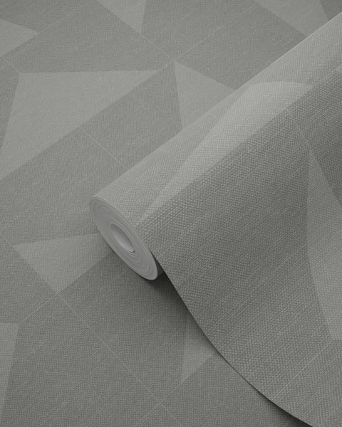 Origin Wallcoverings Tapete grafisches Muster in Gewebeoptik Hellgrau - 53 cm x 10.05 m - 347754
