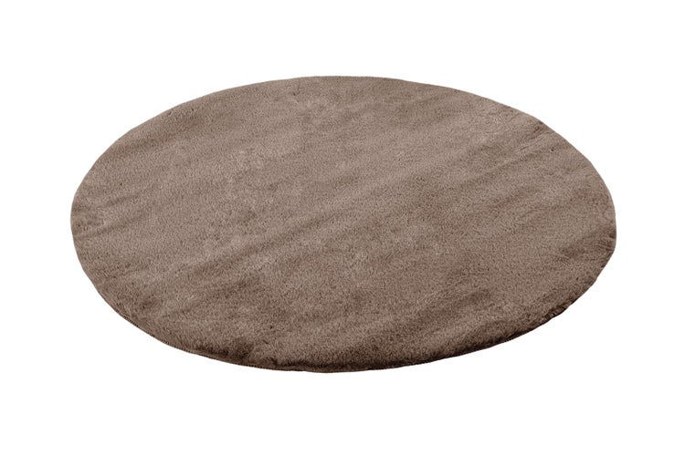 Kurzflor Teppich Oasisia Dunkelbeige 22 mm Uni Ø 100 cm