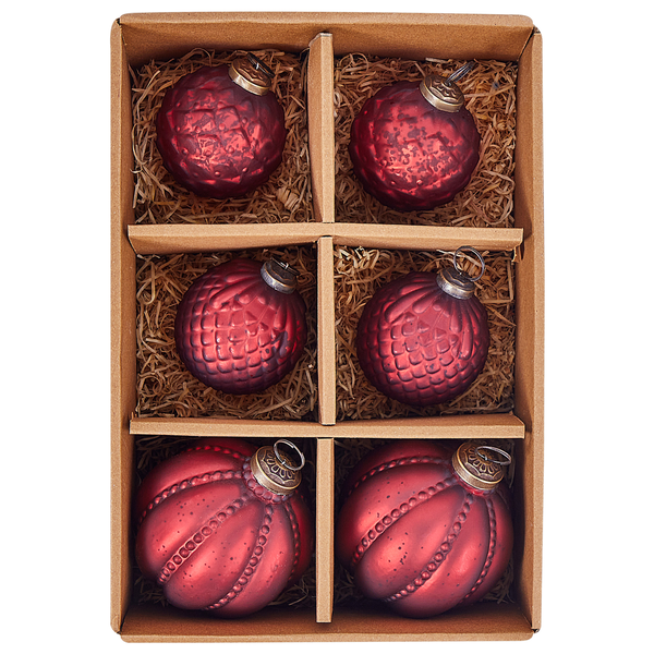 Weihnachtskugel 6er Set ARGENTIN Glas Rot