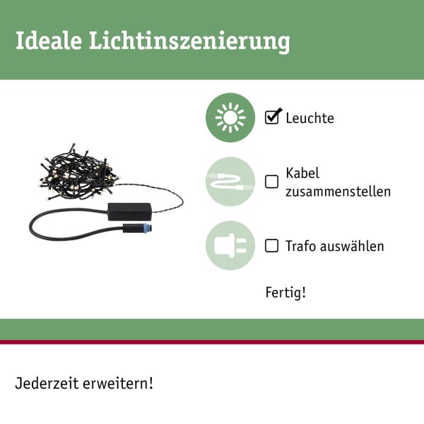 Außenbereich mit eingelassenen Bodenleuchten und Pflanzen