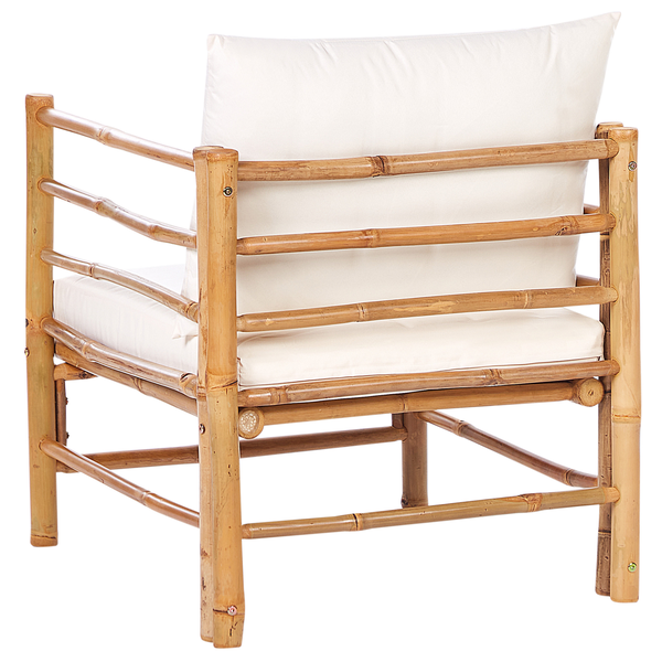 Lounge Set mit Tisch 6-Sitzer CERRETO Bambusholz Cremeweiß