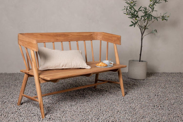Split Gartensofa 2 Personen, Gartenbank Teak. 132 X 58 X 85 cm