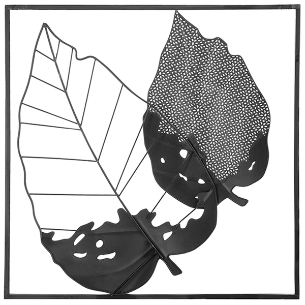 Dekorative Wandkunst mit zwei Blättern in einem schwarzen Rahmen