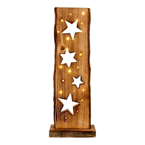 Dekorative Holzleuchte mit Sternmotiven für festliche Beleuchtung