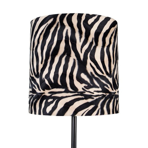 Moderne Stehlampe schwarz Stoffschirm Zebra 40 cm - Simplo