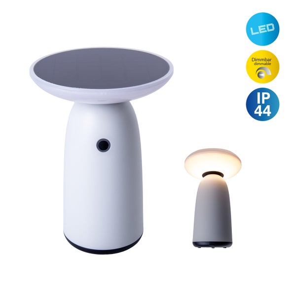 LED Solarleuchte Ada weiß für Außen LED Tischlampe aus Metall und Kunststoff, mit fest verbauten LEDs, Solarlampe 22,5 x 16 cm