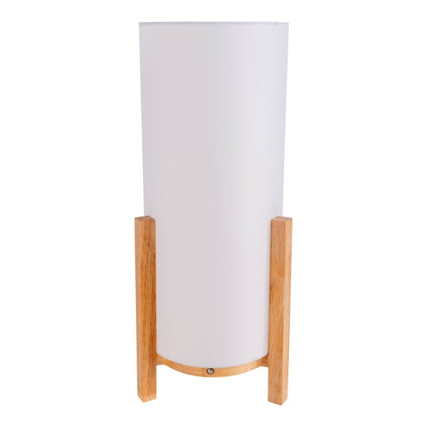 Akkutischleuchte MADITA 48 cm hoch, in Weiß/Natur, mit integrierter LED, dimmbar mit Berührungssensor