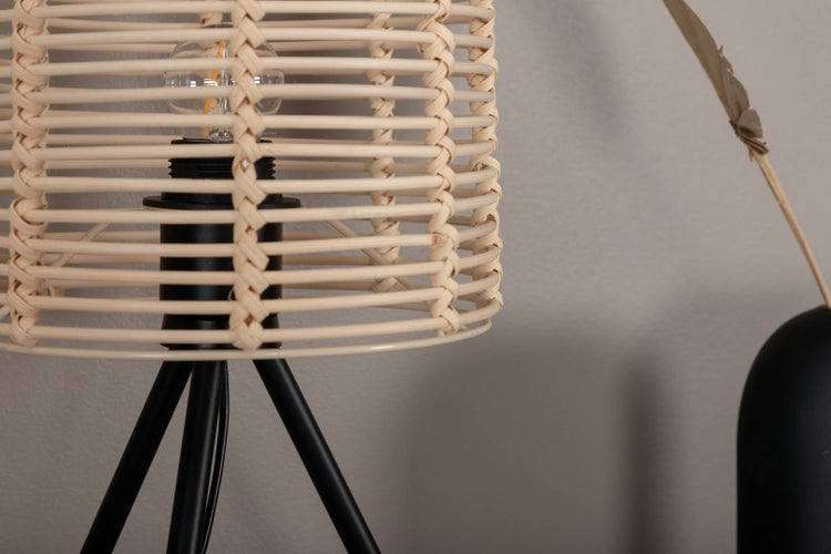 Fence Beleuchtung Tischlampe 20x20x40cm Rattan schwarz, Holz. 20 X 20 X 40 cm