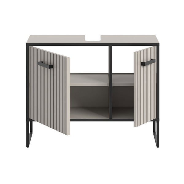 Bagno Waschbeckenunterschrank 2 Türen hellgrau, cremefarben. 80 X 36 X 63 cm