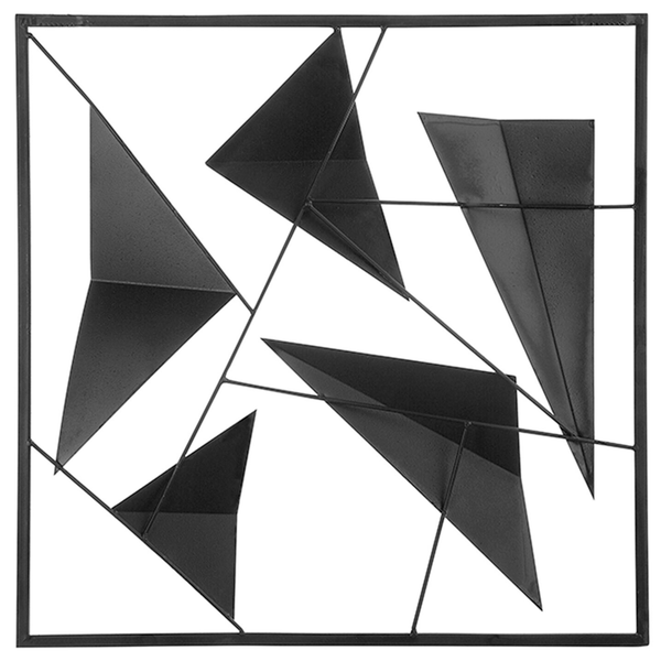 Dekorative Wandkunst mit abstraktem Dreiecksdesign in einem quadratischen Rahmen.