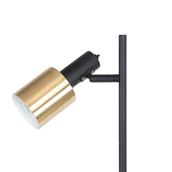 Design-Stehlampe schwarz mit goldenen 2-Lichtern - Stijn
