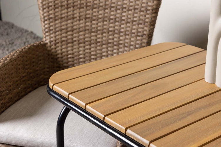 Holmbeck Gartenset Tisch, 2 Stühle  natur. 88 X 70 X 74 cm