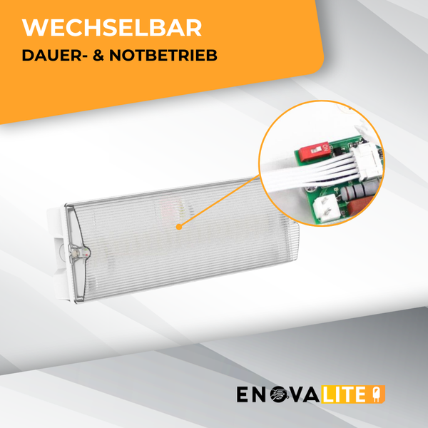 ENOVALITE LED Fluchtwegleuchte Notleuchte mit 3h Notsromakku TEST Funktion IP65 Notbeleuchtung Wandmontage