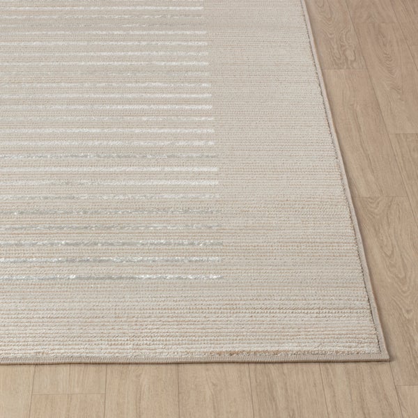 Skandinavisch Gestreifter Teppich Grau/Weiß 80x150 cm KAYSA
