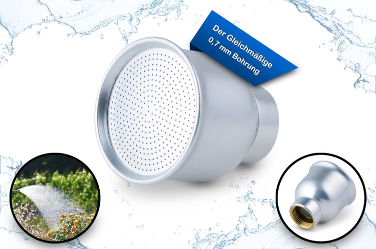 Brausekopf mit gleichmäßiger 0,7 Millimeter Bohrung zur Gartenbewässerung