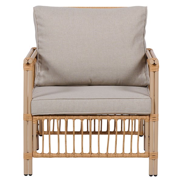 Sessel aus Rattan mit Sitzkissen und Rückenkissen