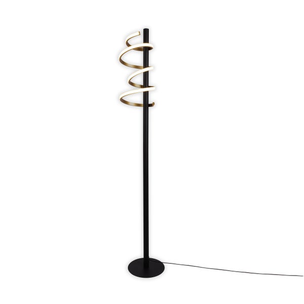 LED-Stehleuchte BELLEZA, moderne Stehlampe aus Metall und Kunststoff in Schwarz, Gold und Weiß, mit fest verbauten LEDs, 140 hoch, Beleuchtung für Wohnzimmer, Esszimmer, Schlafzimmer oder Büro.
