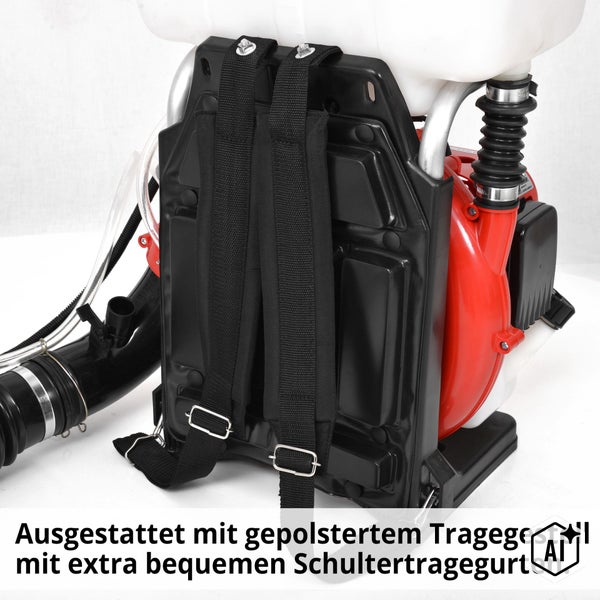 Detailansicht eines Verbrennungsmotors mit Seilzugstarter und Vergaser an einem Gartengerät.