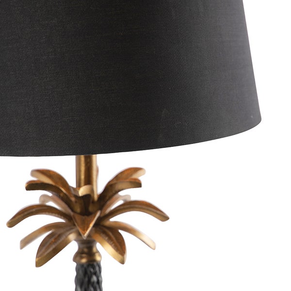 Art Deco Tischlampe Bronze mit schwarzem Schirm 35 cm - Areka