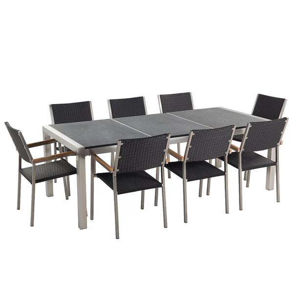 Gartentischgruppe mit acht Stühlen für den Außenbereich