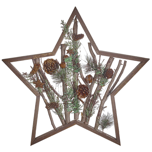 Weihnachtsdeko LED Kiefernholz dunkelbraun Sternform 46 cm DOKKA
