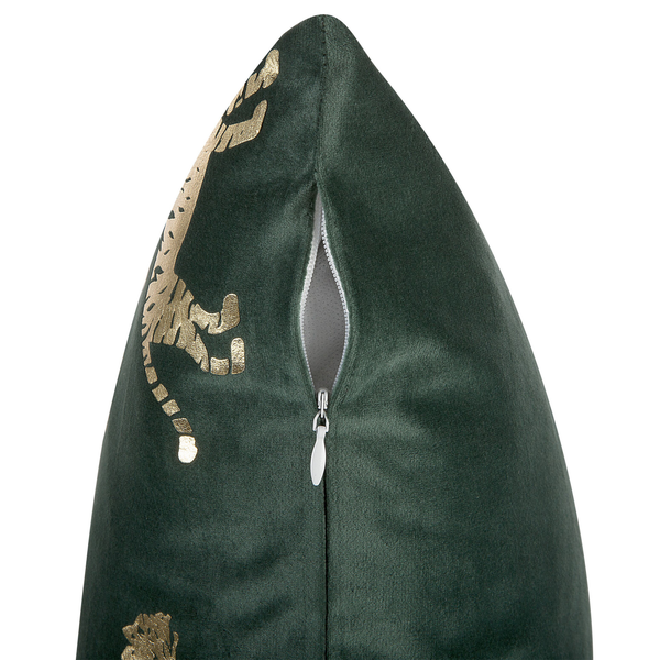Dekokissen 2er Set BLUEBELL Samtstoff 45 x 45 cm Dunkelgrün Tiermuster