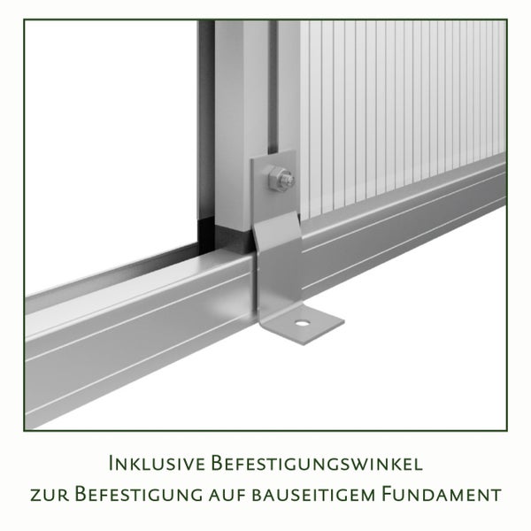 Befestigungswinkel zur Montage auf einem bauseitigen Fundament für Aluminiumprofile.
