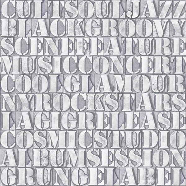 Origin Wallcoverings Tapete alte eiserne Druckbuchstaben Hellgrau - 53 cm x 10.05 m - 347594