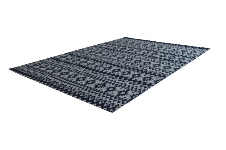 Flachflor Teppich Asra Blau Ethno, Boho 160 x 230 cm