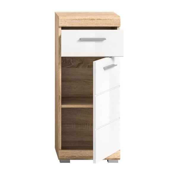 Xonox.home Unterschrank Lambada BxHxT 37 x 88 cm x 31 cm Frontfarbe weiß hochglanz / Korpus Eiche