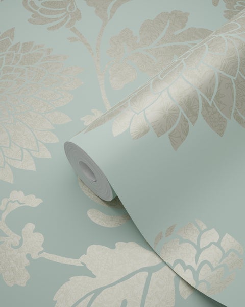 Origin Wallcoverings Tapete Blumen Seladongrün - 53 cm x 10.05 m - 326148