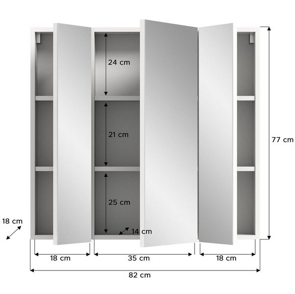 Xonox.home Spiegelschrank Vira 82 x 18 x 77 cm weiß 3-türig