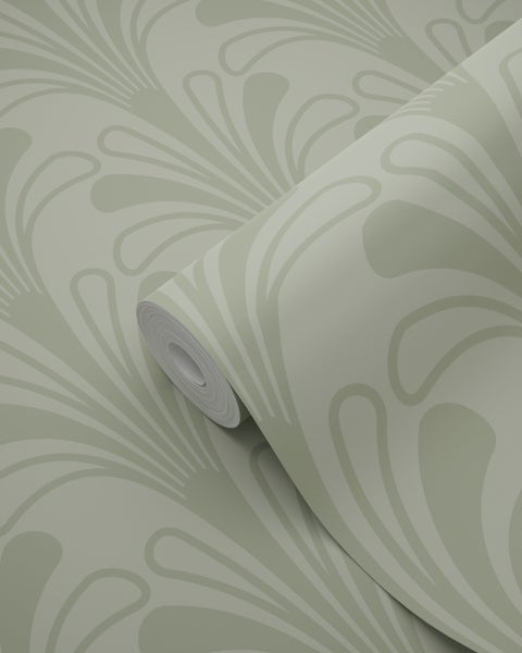 Origin Wallcoverings Tapete Art Decó Muster Graugrün - 50 x 900 cm - 347970