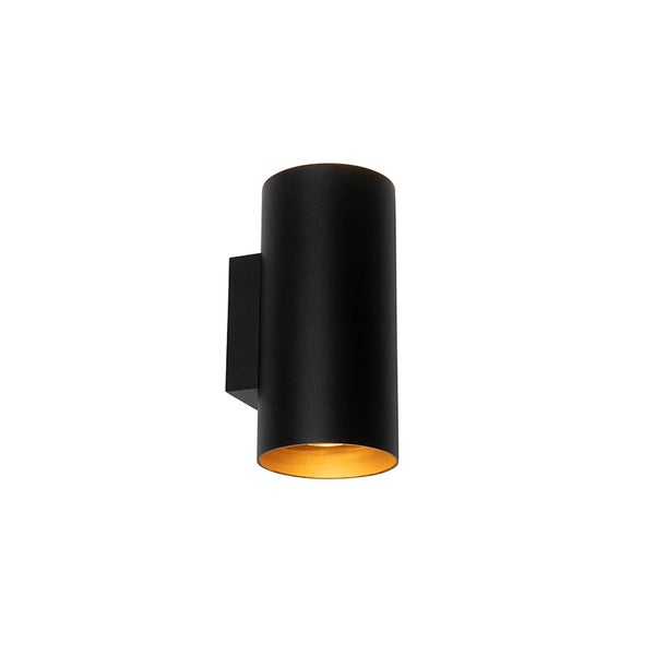 Smarte Wandleuchte Schwarz mit Gold 2 Lichter inkl. Wifi GU10 - Sab