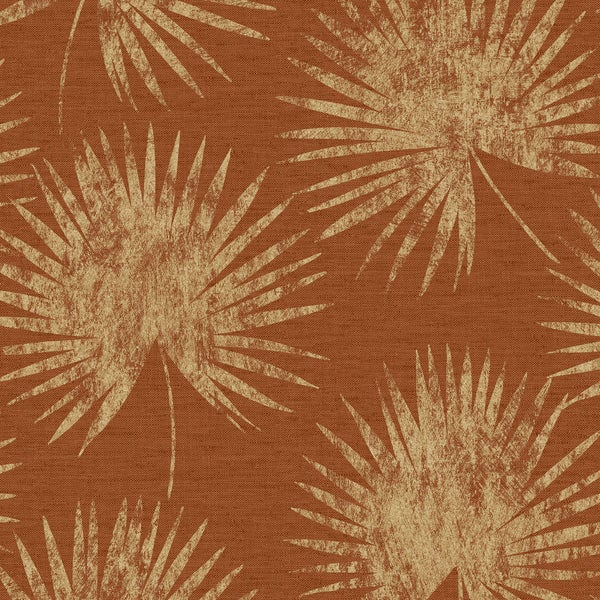 Tapete - Palmblätter rund - Orange
