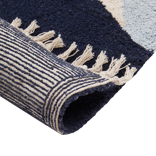 Teppich XINALI Blau 140 x 200 cm Baumwolle