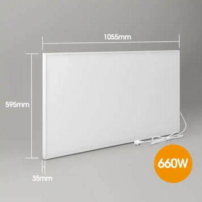 Infrarotpanel Quality Heating WiFi Exklusive 660W Weiß inkl. Fernbedienung, WiFi-Steuerung, Deckenmontage, spritzwassergeschützt, 5 Jahre Garantie