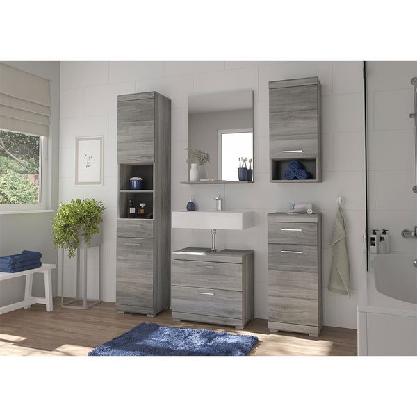 Soul Badschrank 1 Schublade 1 Tür Rauchglas. 37 X 31 X 88 cm